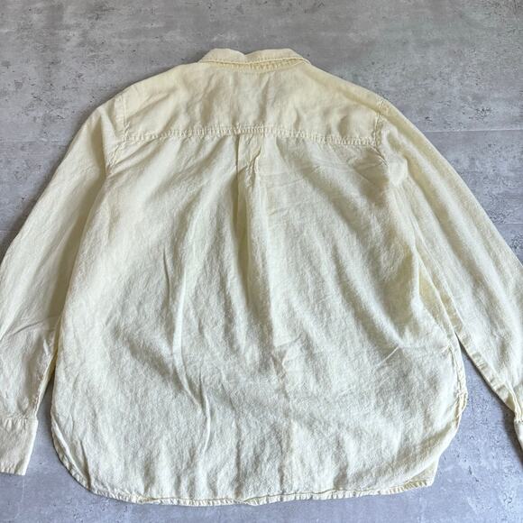 Butter yellow LOFT linen button up long sleeve shirt size medium - Picture 4 of 7